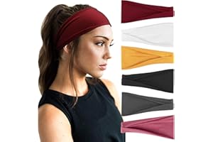 DRESHOW 6 Stück Damen Stirnband Kopfband Haarband Turban Elastische Stirnband Haarschmuck für Mädchen Alltag Yoga Sport Fitness