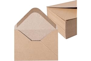 NOA HOME DECO Mini Buste Autosigillante (100 Pezzi) Carta Kraft Antica/Senza Finestra - A7 | 74 x 105 mm, Avvolge, Chiudi, NHD06