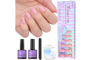 ‎BTARTBOX BTArtbox Gel Nail Kit Soft Gel Nail Tips and Glue Gel Kit, 2 in 1 X-Coat Tips Gel Nail X Extension Set mit 150 Stück XXS Mandel Nageltips und Nagellampe, 10ML NagelKleber, 10ML Top Coat, Rosa