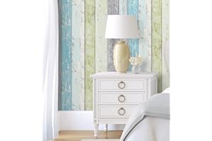 GAULAN 453157 - Papel Pintado vinílico Lavable Efecto Listones de Madera Turquesa Tropical para Pared salón Cocina baño Comedor - Rollo de 10 m x 0,53 m