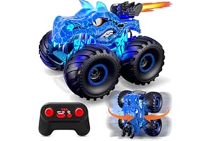 PENGBU RC Monster Truck telecomandato telecomandato 1:16 Monster Truck telecomandato con spray, luce e suono, auto telecomandata a partire da 3 4 5 6 8 anni Bambine Bambini All Terrain Monster truck con 2