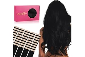 WENNALIFE Przedłużki do włosów na taśmie, prawdziwe włosy, 40 sztuk, 100 g, 50 cm, głębokie czarne, doczepiane włosy, niewidoczne włosy na taśmie