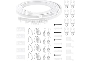 Swpeet Lot de 151 rails de rideau incurvés au plafond de 5 m, montage Soft Windows, rouleaux de track