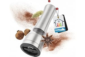 FlyWave Macina Sale Pepe Manuale in Acciaio Inox, Ideale per Sale e Pepe, con Compartimento Ermetico