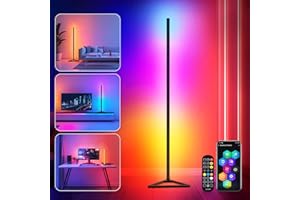 KingMile Lampadaire LED,RGBIC Lampadaire sur Pied Salon,Lampadaire LED Salon Amovible 140cm Noir avec APP, Lampe sur Pied Salon 16 Millions de Couleurs,LED Gaming 300 Modes Scène et Modes Musique