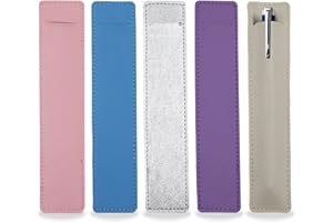 FATIYA Lot de 5 étuis en cuir souple pour stylo plume - Pour homme et femme - Pour bureau, école, cadeau d'affaires (bleu, beige, violet, argenté, rose)
