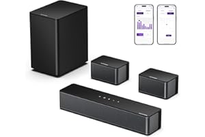 ULTIMEA 5.1 Barra de Sonido, Barra de Sonido TV con Subwoofer y Altoparlanti Posteriori, Soundbar con Bluetooth, 3D Surround Sound System, 320W Barras de Sonido, App Control, Home Cinema, Poseidon D50