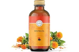 Lebbio Huile de carthame 250 ml [100 % naturelle et pressée à froid] Native, riche en vitamine E naturelle, 100 % végétale, végétalienne, végétarienne, bouteille en verre, convient pour l'alimentation
