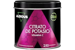 ALDOUS BIO Potassio Citrato 3705 mg - 250 Compresse - 1000mg Potassio Elementare Alto Dosaggio - Potassio Integratore per Adulti - Muscoli, Stanchezza e Pressione Sanguigna, Sistema Nervoso - ALDOUS