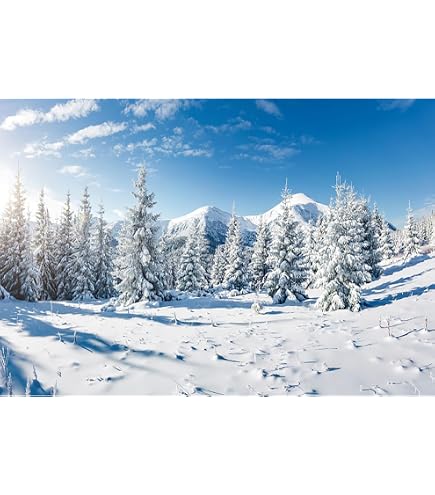 Garagentorabdeckung Winter Weihnachten - Schneewald-Motiv, 2,1 X 4,8 M