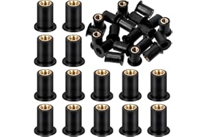 Glarks 20Pcs M5 Gummi Well Mutter, Neopren Verkleidung Befestigungen Windschutzscheibe Motorrad Befestigungen mit Edelstahl Schraube Messing Kupfer Bolzen Well Mutter für Motorrad Kanu