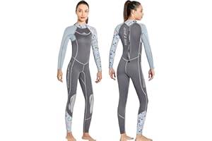 PROTAURI Traje de neopreno para mujer de 3 mm, ultra elástico con cremallera trasera, traje de buceo de cuerpo completo, traje de baño de una pieza que mantiene el calor para esnórquel, buceo, surf en