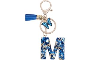 KENYG Encantadora resina acrílica 26 letras A-Z mariposa borla colgante llavero regalo para la hija de una niña amiga hermana madre cumpleaños Navidad