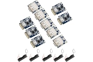 VISSQH 10 pcs Module de Batterie au Lithium 5 V 1 A Carte de Protection de charge134N3P Module convertisseur élévateur + 5pcs boîtiers de Batterie 18650 pour DIY Affichage LED USB et Micro Port