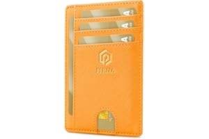 PIRNA Portfel Damski Mały, Smukły, Lekki, Minimalistyczny Etui na Karty, Blokowanie RFID, Portfel Męski Slim, Small Wallet, Świetny Pomysł na Prezent Pudełko - Miód Pomarańczowy