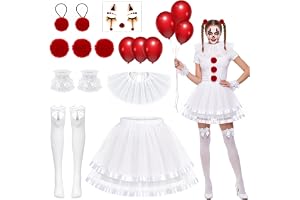 Beipegin halloween clownkostym kvinnor accessoarer halloween kostym kvinnor | 5 st röd och svart clownhatt pannband handskar ansikte ädelstenar knähöga strumpor tutu kjol, damer jester tillbehör karneval
