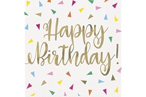 Unique- Serviettes en Papier Estampées-16,5 cm-Fête d'anniversaire Triangle Lumineux-16 Pièces (Lot de 1), 26192, Multicolour