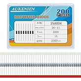 AUKENIEN 200pcs 1N4004 Rectifier Diode 1A 400V DO-41 Axial 4004 1 Amp 400 Volt IN4004 Electronic Silicone Diodes