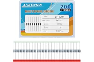 AUKENIEN 200 Pezzi 1N4004 Diodo Raddrizzatore 1A 400V DO-41 Assiale 4004 1 Ampere 400 Volt IN4004 Elettronico Diodi in Silicone