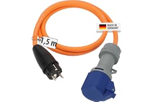 Brennenstuhl campingadapterkabel med jordad kontakt och CEE-koppling med LED-spänningsindikator (1,5m kabel, H07RN-F 3G2,5, 230V/16A, permanent användning utomhus IP44, Made in Germany)