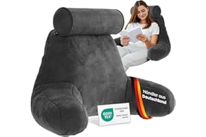 ‎ELONEO ELONEO Rückenkissen, Lesekissen für Bett und Sofa mit Armlehnen und Abnehmbarer Nackenrolle – Ideal als Rückenstütze für mehr Halt und Komfort von Rücken, Kopf und Nacken