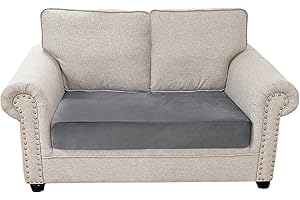 QELUS Velvet Sofa Seat Cushion Cover, 1/2/3/4 Seaters L-Shaped Couch Seat Slipcover, Furniture Protector Cover Separated (Gray,2 Seater)