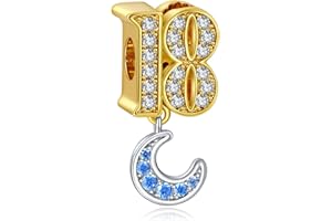 Rimgoris 925 Sterling Silver Charm for women Mother's Day Gold Represents Eternity Series Bracelets Necklace Number Dangle Charm Women Bracelet