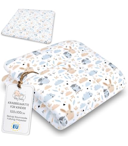 Couverture De Parc Bébé Vertbaudet Thème Hérisson - Taille 75x100 Cm - Face Jersey Motifs, Face Gaze Coton Uni - Matelassée, Lavable 60°