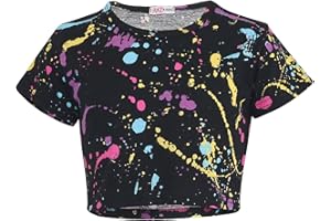 A2Z 4 Kids Conjunto de camiseta corta y leggings para niñas, diseño de salpicaduras pastel, camiseta y medias de moda para el vientre, camiseta y parte inferior de nueva era 5, 6, 7, 8, 9, 10, 11, 12,