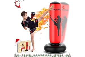 ‎X XBEN X XBEN Boxsack für Kinder, Größere Stabile Aufblasbarer Boxsack, Standboxsack für Kinder ab 3-12 Jahre, Stehender Boxsack, Geschenke für Kinder zum Üben von Karate, Taekwondo und MMA, Rot