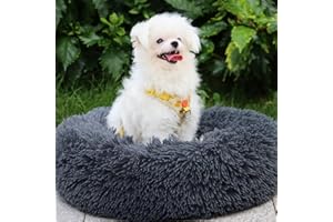 MDDK DY Panier pour Chien et Chat en Forme de Donut - Coussin Doux et Antidérapant, Lavable et Confortable, 70x23 cm, Gris Foncé