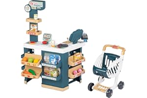 Smoby - Supermarket - Marchande pour Enfant - Chariot de Course Inclus - Balance Mécanique - Fonctions Electroniques - 42 Accessoires - A Partir de 3 Ans - Fabrication Française
