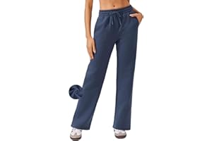 PINSPARK Women's Fleece Lined Joggers Straight Leg Sweatpants Tracksuit Bottoms with Pockets Drawstring Winter Thermal Warm Trousers Casual Lounge Pants