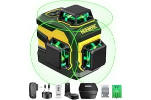 IKOVWUK Niveau Laser 3x360° autonivelant, Laser Chantier Autonivelant vert 3D, 5200mAh Batterie Rechargeable, Line Ligne Laser Verte Horizontal et Verticale avec Télécommande,Mode Pulsé Extérieur