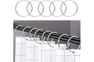 WEKIWGOT 24 Piezas Anillas para Cortina de Ducha de Acero Inoxidable, Anillo para Barra de Cortina de Ducha Redonda, Anillos de Metal para Barra de Ducha, Baños, Ventanas (Plata)