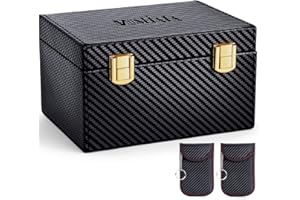 MOSFiATA Car Key Signal Blocker Box with 2 Pack Faraday Pouch, Large Faraday Boxes for Keys Phones RFID Blocking Case Key Safe Case, Fob Storage Box Keyless Cars Security Anti Theft Protector Bags