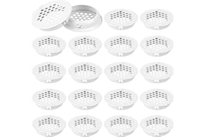 RUNEAY Okrągła kratka wentylacyjna 35 mm, 20 sztuk, biała, stal nierdzewna, otwór wentylacyjny do szafek, regałów na książki, szafy na ubrania, szafy na wino, szafki na buty