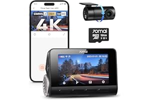 70mai 4K Dashcam A810, HDR Dual-Kanal Dash Cam mit 128GB SD-Karte, Sony STARVIS 2, Night Owl Vision, vorne und hinten 24/7 Parküberwachung, AI-Sensor, GPS, ADAS, WiFi&App Steuerung, bis zu 256GB