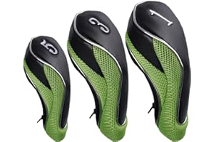 Andux Golf 460cc Driver Fairway Wood Club Head Covers with Zipper Closure Set of 3