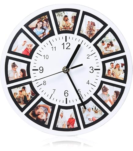 Formano Fotouhr 38 Cm – Wanduhr Für 12 Fotos, Aluminium-Design, Silberfarben