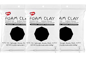 ‎BOHS BOHS Black Foam Clay,3pcs 3.3 Lbs - Squishy,Soft, Air Dry -for School Project,Cosplay,Fake Bake, Slime Supplies