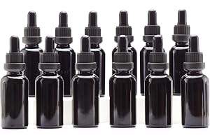 Yizhao Svart Glas Droppflaska 30ml, med Glas Pipett Droppare, för Eteriska Oljor, Aromaterapi, Kosmetika, Laboratorium, Apote