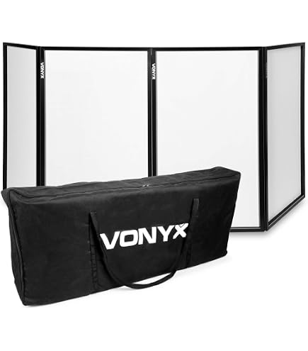Vonyx DBA200 Mobiler DJ-Tisch 2m – Klappbar Mit Tasche & 2 Lycra-Cover (Weiß/Schwarz), 30kg Traglast, Alugestell