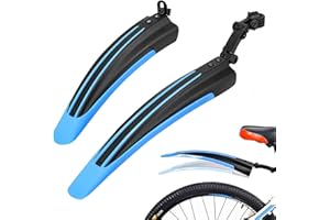 Kugooyi Bike Mudguard Set, Bicycle Fenders Front & Rear Mud Guard Portable Universal Adjustable Full Cover Thicken Widen Tires Mudflap for 20",22",24",26" MTB Mountain Road Cycling (Blue)