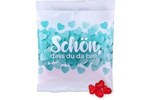 ‎FLAMINGO ON THE BEACH Fruchtgummi Herzen 5er Pack à 50 g – Schön, dass du da bist – leckere Trolli Gummiherzen-Tüten mit 10% Fruchtsaft – perfektes Dankeschön, Gastgeschenk oder Mitgebsel für jeden Anlass