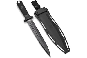 ODENWOLF W Catcher - Großes Jagdmesser aus D2-Stahl - Großes Feststehendes Messer mit Scheide - Einschneidiges Schwert mit TPE-Griff - Full Tang Survival Messer für Outdoor Aktivitäten