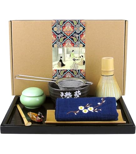 Artcome Japanse Matcha thee Set, Matcha Bowl met schenktuit, theeblad Artcome Japanse Matcha thee Set, Matcha Bowl met schenktuit, theeblad