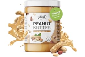 WEHLE SPORTS Beurre de cacahuète – beurre d’arachide sans sucre ni additifs – beurre de cacahuète naturel, sans sel, ni huile de palme ajoutés, beurre de cacahuète naturel de Wehle Sport 1000g (1kg) (croquant)