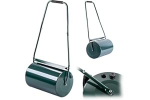 KADAX Rodillo de césped, 50 cm de ancho, 32 cm de diámetro, rellenable con agua o arena, rodillo de jardín de metal, rodillo de césped para cuidado del césped y compactación del suelo
