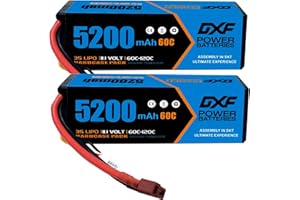 DXF 3S LiPo akumulator 11,1V 60C 5200mAh twarda bateria ze złączem Deans T do samochodów RC, samolotów RC, helikopterów RC, hobby RC (2 opakowania)